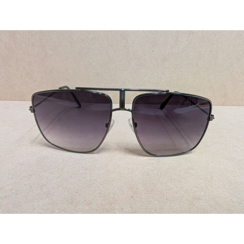 Black Oversized Square Aviator Sunglasses Retro Flat Top Pilot Shades 78280